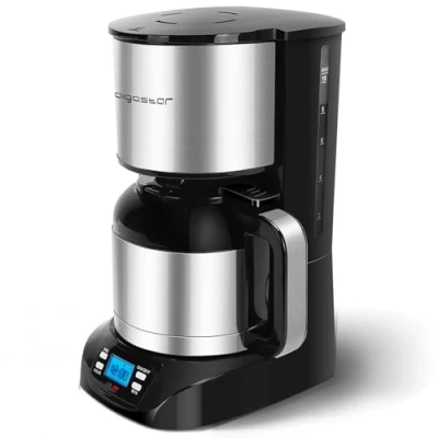 Abbildung von Aigostar Filterkaffeemaschine Edelstahl mit timer,24H,LCD, 800W, 1,2 L, 1.2l Kaffeekanne