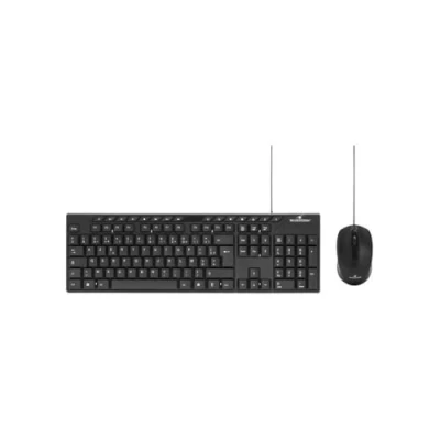 Abbildung von Bluestork Medienpaket Office Set mit kabelgebundener USB Tastatur ergonomische AZERTY und reaktionsschnelle kabelgebundene Maus aus Maus, leise, einfache Verbindung,