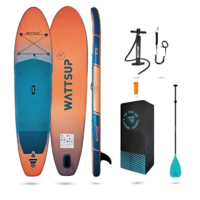 Abbildung von Wattsup SUP Stand Up Paddle aufblasbar F11 11&#039; 335x81x15 cm Dropstitch Komplettset: Paddel, Leash, Pumpe, Transporttasche Bis zu 150 kg Blau