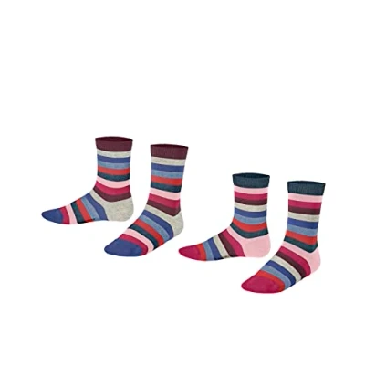 Abbildung von ESPRIT Unisex Kinder Socken Multi Stripe 2 Pack, Biologische Baumwolle, Paar, Blau (Light Denim 6660), 27 30