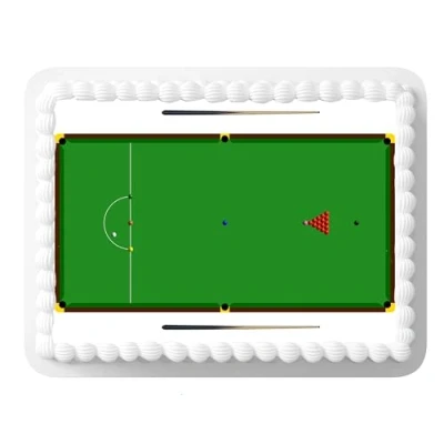 Abbildung von 1 x Snooker Tisch und Queues, A4, bedruckt, essbar, dekoriert, ideal für große Kuchen, Stück