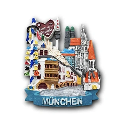 Abbildung von 3D München Deutschland Kühlschrank Kühlschrankmagnet Tourist Souvenirs Handmade Harz Handwerk Magnetische Aufkleber Home Küche Dekoration Reise Geschenk