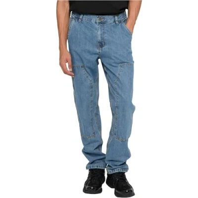 Abbildung von Urban Classics Double KNEE Jeans Straight Leg, Herren, Größe: 38, Light blue washed