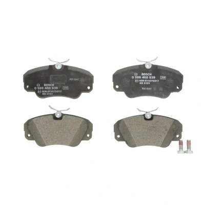 Abbildung von BOSCH 0 986 460 939 Bremsbelagsatz Low Metallic mit Anti Quietsch Blech, Schrauben Zubehör OPEL: Omega B Limousine, Caravan