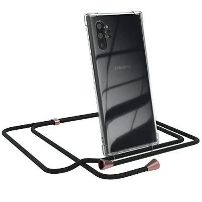 Abbildung von EAZY CASE Handykette kompatibel mit Samsung Galaxy Note 10 Plus Handyhülle Umhängeband, Handykordel Schutzhülle, Silikonhülle Band, Stylische Kette Hülle für Smartphone, Clips in Rose