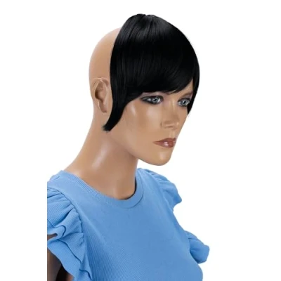 Abbildung von CAISHA Pony Clip In Extensions Stirnfransen Haarteil Haarverlängerung Schwarz F1 2