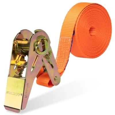 Abbildung von HASKYY 5 Stück 800kg 5m Spanngurte mit Ratsche 1 teilig Einteilig Zurrgurte 0,8T Ratschengurte 27mm Orange 800daN