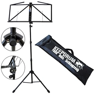 Abbildung von keepdrum MUS3 BK Notenstaender Notenpult Schwarz + Tragetasche