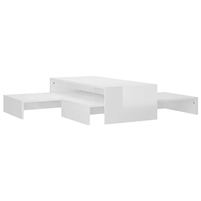 Abbildung von vidaXL Satztisch Set Couchtisch Beistelltisch Wohnzimmertisch Kaffeetisch Sofatisch Teetisch Tisch Wohnzimmer Hochglanz Weiß 100x100x26,5cm