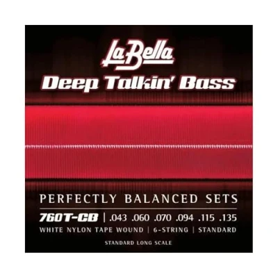 Abbildung von La Bella Strings »DEEP TALKIN&#039; Bass 760T CB White Nylon 6 String E BASS« Saiten für Tape Wound Standard: 043 135