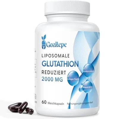 Abbildung von Liposomales Glutathion reduziert 2000mg pro Portion Ergänzung mit Hyaluronsäure + Kollagenpeptid Resveratrol 10x bessere Absorption (60 Stück (1er pack))