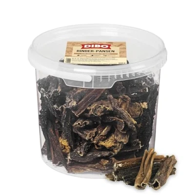 Abbildung von DIBO Rinderpansen im Eimer, 800g, der kleine Naturkau Snack oder Leckerli für Zwischendurch, Hundefutter, Qualitätskauartikel ohne Chemie