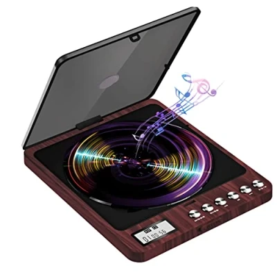 Abbildung von Tragbarer CD Player mit Lautsprecher und Kopfhörer Wiederaufladbarer Kompakt Disc eingebauter 2000mAh Lithium Akku stoßfeste Funktion LCD Display für Erwachsene, Studenten, Kinder