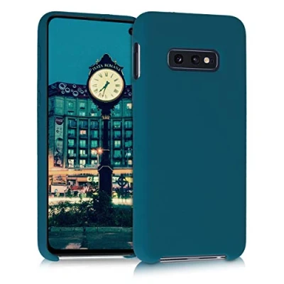 Abbildung von kwmobile Hülle kompatibel mit Samsung Galaxy S10e Silikon Handy Case Handyhülle weiche Oberfläche kabelloses Laden Petrol matt