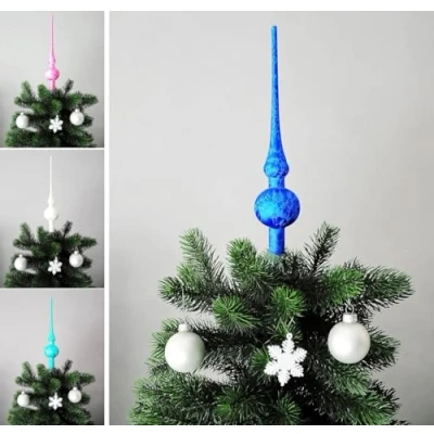 Abbildung von JACK Christbaumspitze Spitze Glas 28cm Eislack Glanz Matt Mundgeblasen, Weihnachtsbaumspitze echt Glas, inklusive praktischer Aufbewahrungsbox