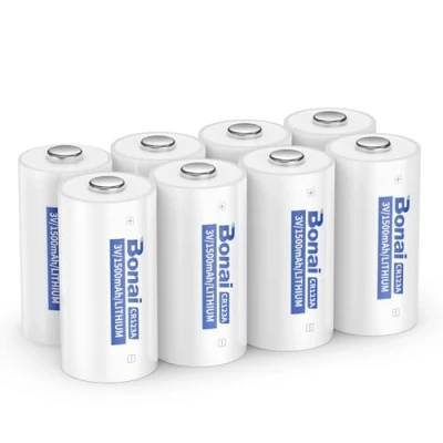 Abbildung von BONAI CR123A Lithium Batterien 3V 1500mAh CR123 Akku Nicht Wiederaufladbar Geringe Selbstentladung 8 Stück für Taschenlampe, Spielzeug, Alarmsystem, Mikrofon, Intelligentes Instrumen