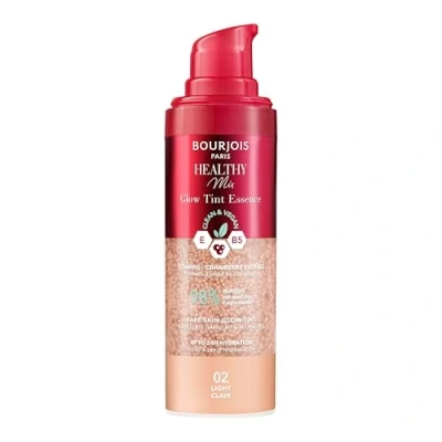 Abbildung von Bourjois Healthy Mix 02 Light, Glow Tint Essence, Filter Effekt für nackte Haut, strahlendes Finish, feuchtigkeitsspendende Farbe, erfrischende Textur, vegane und cleane Formel, 30 ml