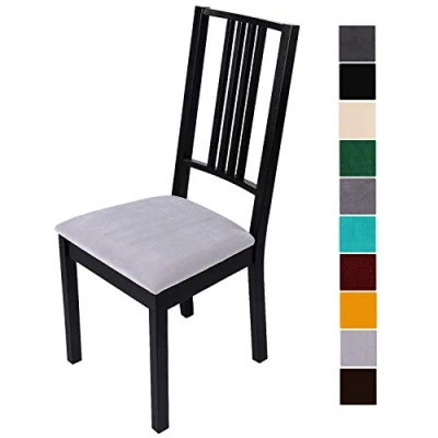 Abbildung von Homaxy Stuhlbezug Sitzfläche Samt Weich Sitzbezug Stuhl Stretch sitzbezüge für Esszimmerstühle Abwaschbar Schonbezug Hussen Stühle 4er Set, Hellgrau