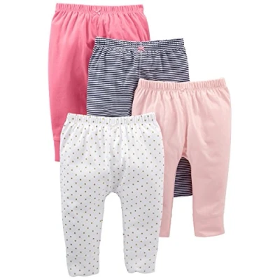 Abbildung von Simple Joys by Carter&#039;s Baby Mädchen 4 Pack Pant Hose, Blasser Pfirsich/Marineblau Streifen/Rosa/Weiß Punkte, 3 6 Monate (4er Pack)
