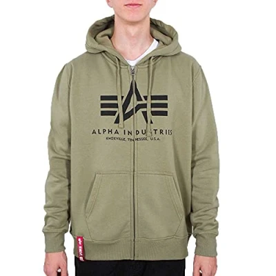 Abbildung von Alpha Industries Basic Hoody Sweatjacke, Herren, Größe: XL, Olive