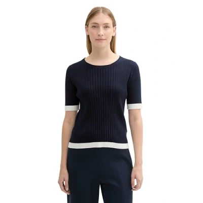 Abbildung von TOM TAILOR Kurzarmpullover mit Rippstruktur