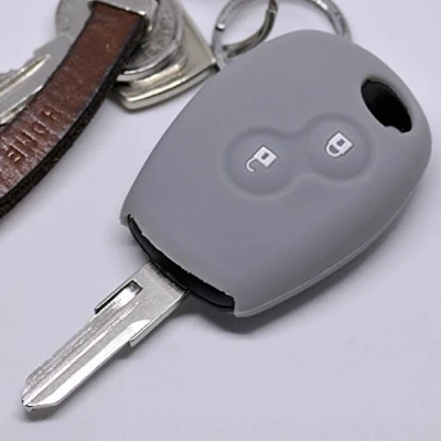 Abbildung von Silikon Soft Case Schutz Hülle Auto Schlüssel 2 Tasten Grau kompatibel mit Dacia Dokker Sandero Duster Lodgy Logan Renault Clio Twingo