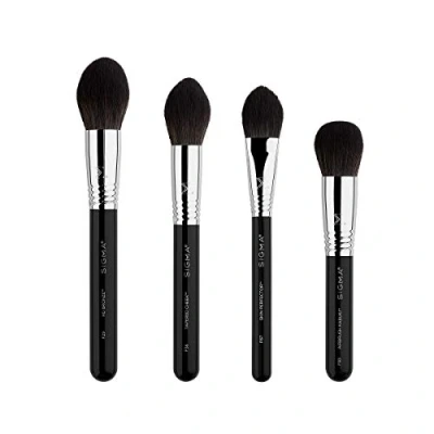 Abbildung von Sigma Beauty Studio Pinsel Set 4 teiliges Gesichtspinsel Make up für Foundation, Concealer, Bronzer &amp; mehr vegan, hypoallergen, synthetische