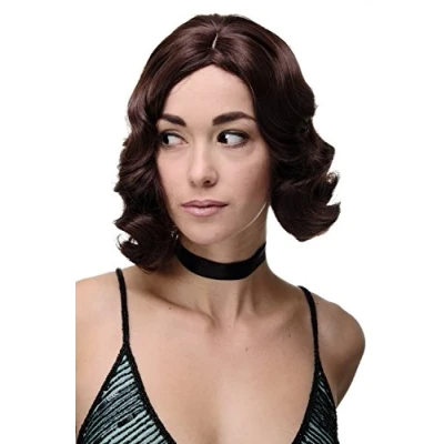 Abbildung von WIG ME UP GFW1726 33 Damenperücke Perücke 20er Jahre Swing Jazz Charleston Chicago Mittelscheitel Wellen wellig Braun Kastanie