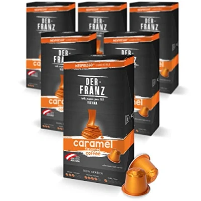 Abbildung von Der Franz Nespresso kompatible Kaffee Kapseln, 6 x 10 Karamell Aroma, Medium Roast