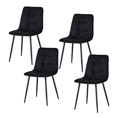 Abbildung von HTI Living Polsterstuhl Esszimmerstuhl 4er Set Schwarz Mesa (Set, 4 St), Samt