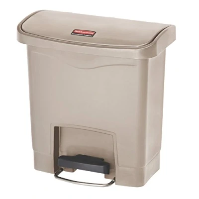 Abbildung von Rubbermaid Commercial Products Slim Jim 1883455 15 Litre Front Step On Resin Wastebasket Beige