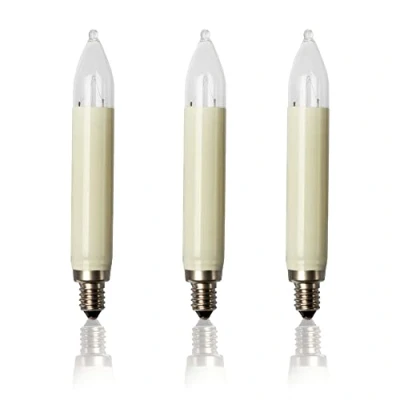 Abbildung von hellum Ersatz Kerzen für Weihnachtsbaum Lichterketten innen und außen, 3 Stück 12V 3W Schaftkerze mit 20 Brennstellen, ø15mm E10/ 12V/ 3W/ 22Lumen 902037