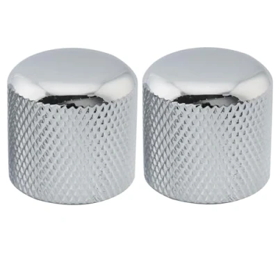 Abbildung von Musiclily Pro Inch Stahl Gitarre Knöpfe Potiknöpfe Push on T Style Dome Knobs 19mm für USA Tele E oder Precision Bass, Chrom (2 Stück)