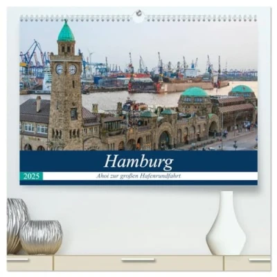 Abbildung von Hamburg Ahoi zur großen Hafenrundfahrt (hochwertiger Premium Wandkalender 2025 DIN A2 quer), Kunstdruck in Hochglanz