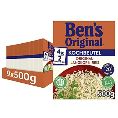 Abbildung von Ben&#039;s Original Langkorn Reis, 20 Minuten Kochbeutel, 9 Packungen (9 x 500g)