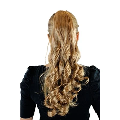 Abbildung von Extension, Haarteil, Blond Mix, Goldblond, Zopf, Haarverlängerung, Butterfly Klammer, Locken, ca. 50 cm, SC 27 88 25 250 144