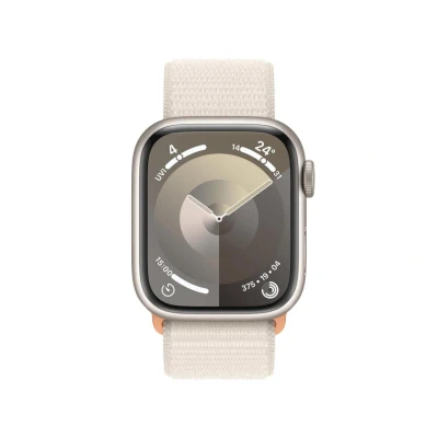Abbildung von Apple Watch Series 9 (GPS + Cellular) 41mm Aluminiumgehäuse polarstern, Sportband Loop polarstern