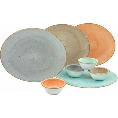 Abbildung von CreaTable Steakteller &quot;Essteller VINTAGE NATURE&quot;, (Set, 8 St.), Teller Set für Personen, Porzellan
