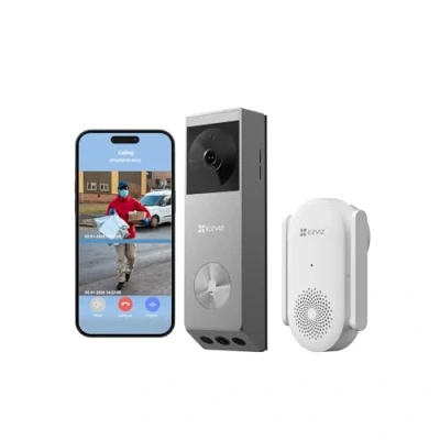 Abbildung von EZVIZ Video Türklingel mit Chime, Türsprechanlage Doppelkamera 2K &amp; Solarpanel, Personen /Paketerkennung, Farbnachtsicht, 32GB eMMC Speicher, Kabellose WiFi Doorbell EP3x Pro Chime CH1