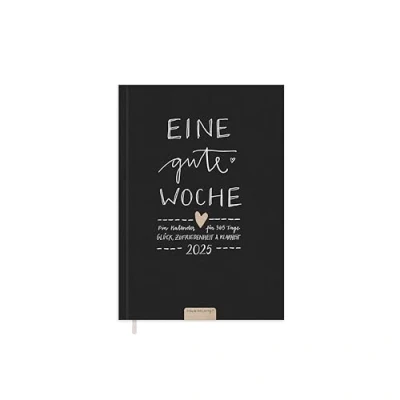 Abbildung von Eine der Guten Verlag Terminkalender Terminplaner 2025 A5, schwarz, 1 Doppelseite / Woche, 144 S. FSC Papier, Softcover, klimaneutral