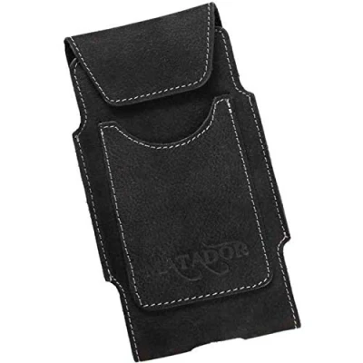 Abbildung von MATADOR Handytasche kompatibel mit iPhone 6 / 6s SE (2020/2022) Echt Leder Hülle Tasche Case GürtelClip Gürtelschlaufe Crazy Black/Schwarz
