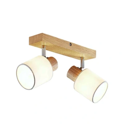 Abbildung von Lindby Strahler Wanessa, Modern, Holz, Stoff, holz hell, weiß, 2 flammig, E14, Deckenlampe
