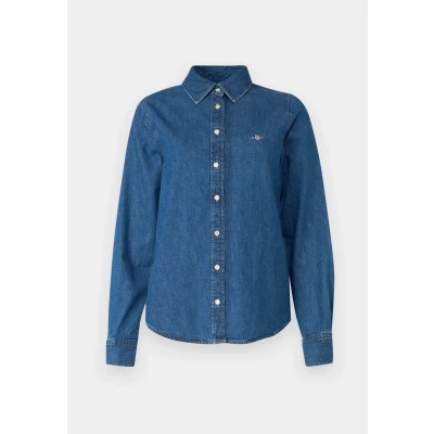 Abbildung von GANT Shirt Hemdbluse, Damen, Größe: 36, Indigo