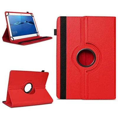 Abbildung von NAmobile Tablet Tasche kompatibel für Huawei MediaPad M3 M5 Lite 10,1 Hülle Schutzhülle Case Cover 360 Drehbar, Farben:Rot