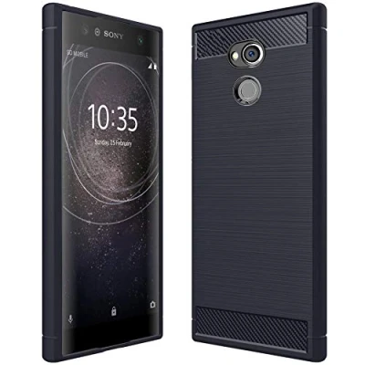 Abbildung von ebestStar Hülle für Sony Xperia XA2 Ultra Ultra/Dual (2018), Silikon Handyhülle Cover, Carbon Fiber Texture Schutzhülle, Dunkelblau