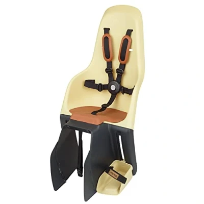 Abbildung von MINIA for Carrier 8405700003 Fahrradrücksitz für Kinder mit Verankerung im Gepäckträger, geeignet von 9 Monaten bis 6 Jahren in gelber Farbe.