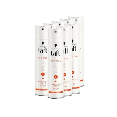 Abbildung von Schwarzkopf Taft Haarspray Classic (8x 250 ml), Haltegrad 2 Haarstyling, für strapaziertes Haar, Halt und Pflege, vegane Formel*