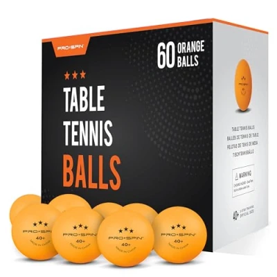 Abbildung von PRO SPIN Tischtennisbälle Orange Tischtennisbällen 3 Sterne 40+ (60er Pack) Hochwertige ABS Trainingsbälle Extrem Robust für Innen und Außen Tischtennisplatten, Wettbewerb Spiel