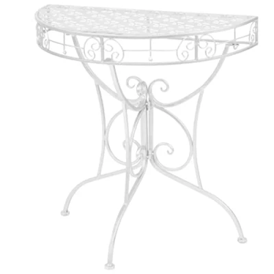 Abbildung von vidaXL Beistelltisch Vintage Halbrund Metall Silber Konsolentisch Flurtisch