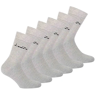 Abbildung von Diadora Unisex Socken, 6er Pack Sportsocken, Baumwolle, Logo, einfarbig Hellgrau 39 42